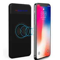 

2019 new unique design Qi Wireless Power Bank 10000mAh Portable Wireless fast Charging power banks for iPhone Customizable logo