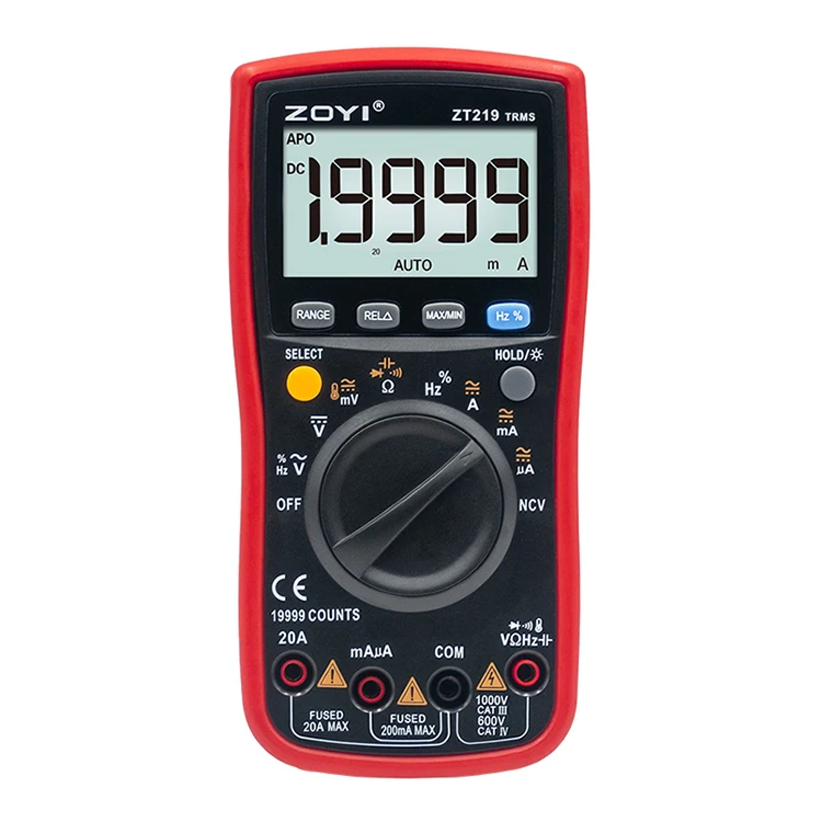 Zoyi Professional Multimeter Zt219 19999 Count Lcd Display Auto Range