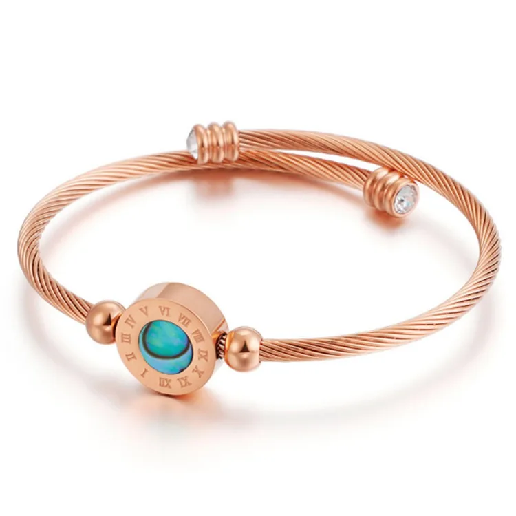 

Fashion cz stone rose gold adjustable wire wrap men's bracelets