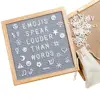 Hot Sales Gray Felt Letter Message Board 10x10 Inch with 338 Changeable Letters Display Wooden Message Board