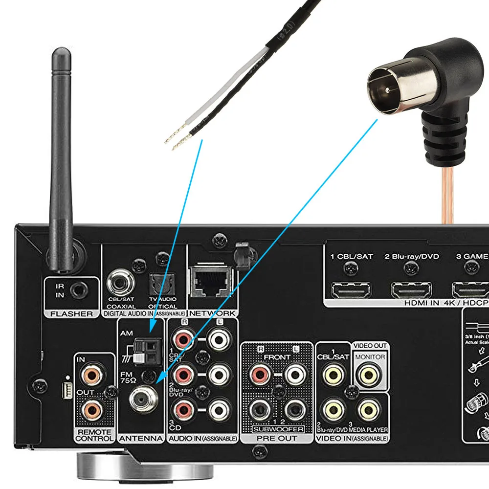 Antenna FM DAB 75 Ohm Con Connettore F E 3 Adattatori Cavo 3 M Per Stereo Home Theater E Radio