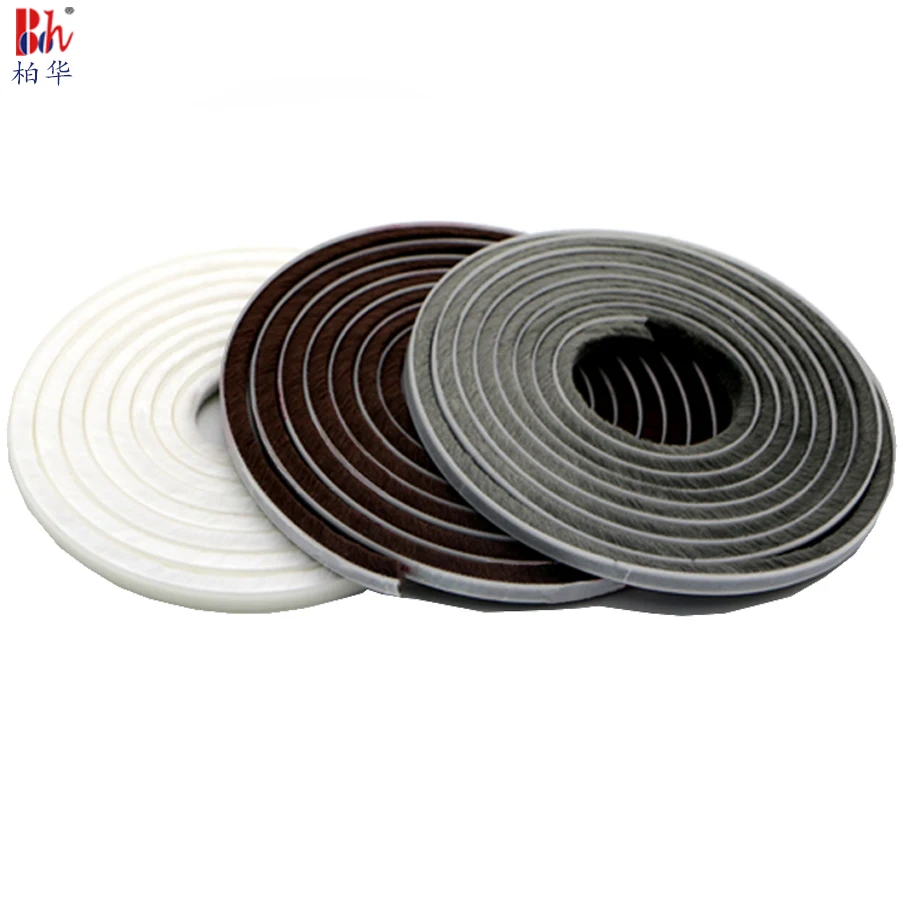 2 Pack Wind-proof Brush Weather Stripping Seal Tape for Door Window Sound Insulation Strip Draught Seal Self-adhesive Sealing Strip Brown