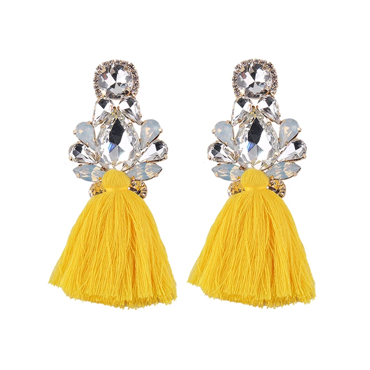 

18731 Barlaycs 2019 New Fashion Statement Boho Bohemian Crystal Tassel Earrings for Women Jewelry Accessories