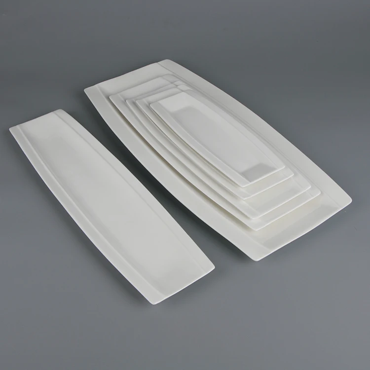Wholesale rectangular shaped barbecue all sizes airline shape fine porcelain plate