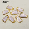 WT-P1285 WKT wholesale new fashion free form stone 24k real gold plated cicada shaped white shell carved pendant