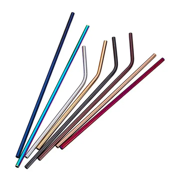 

so amazing stainless steel metal straws rainbow drinking straw, Rose gold;black;purple;blue;rainbow