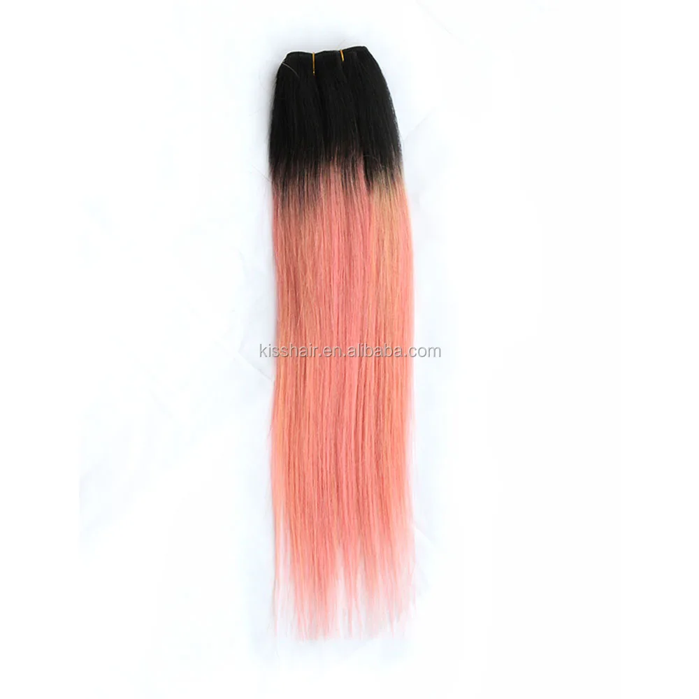 

Wholesale 10-18"inch 100g/piece ombre 1B/PINK original Brazilian human hair weaving, 1b/pink (can be redyed)