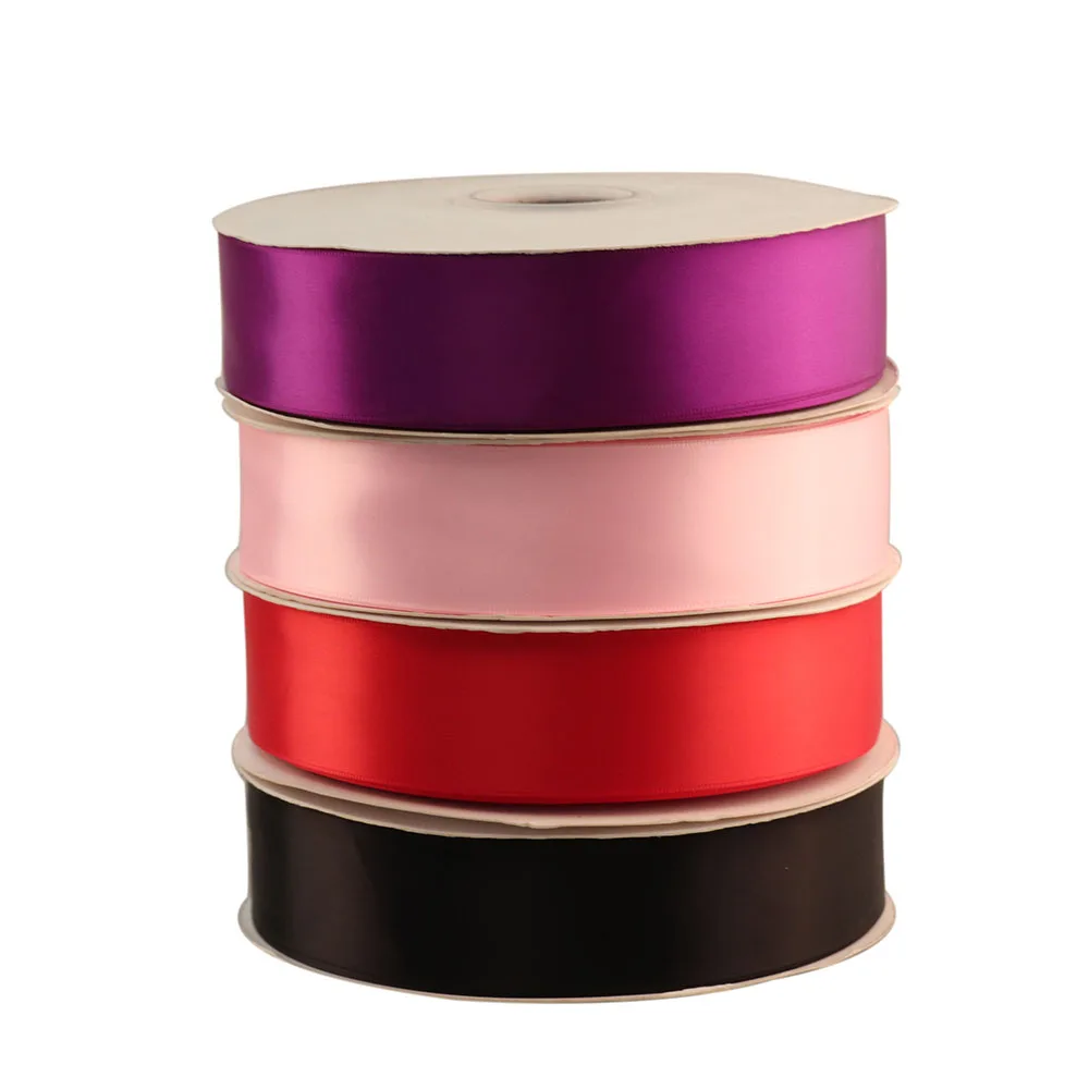 Low MOQ Wholesale 38mm 1-1/2inch Single Face Solid Color Eco-Friendly 100% Polyester Satin Ribbon