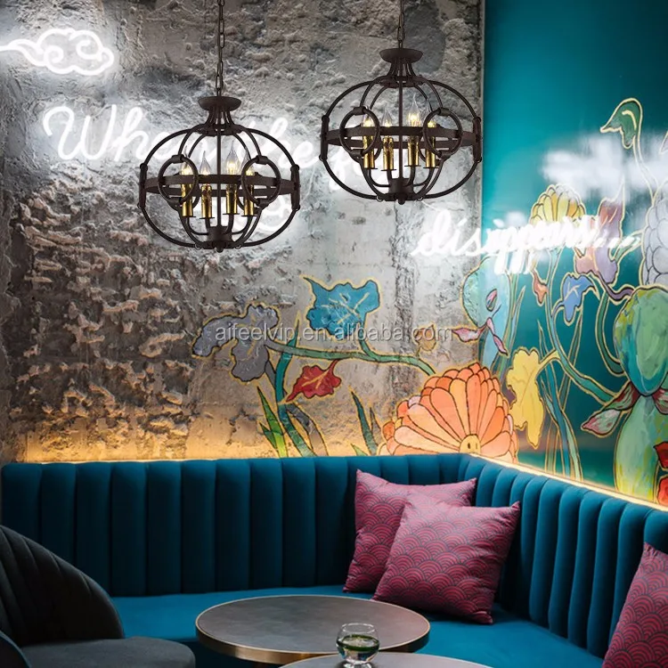 Turkish vintage industrial camino round drum circular lantern led pendant light chandelier for living room