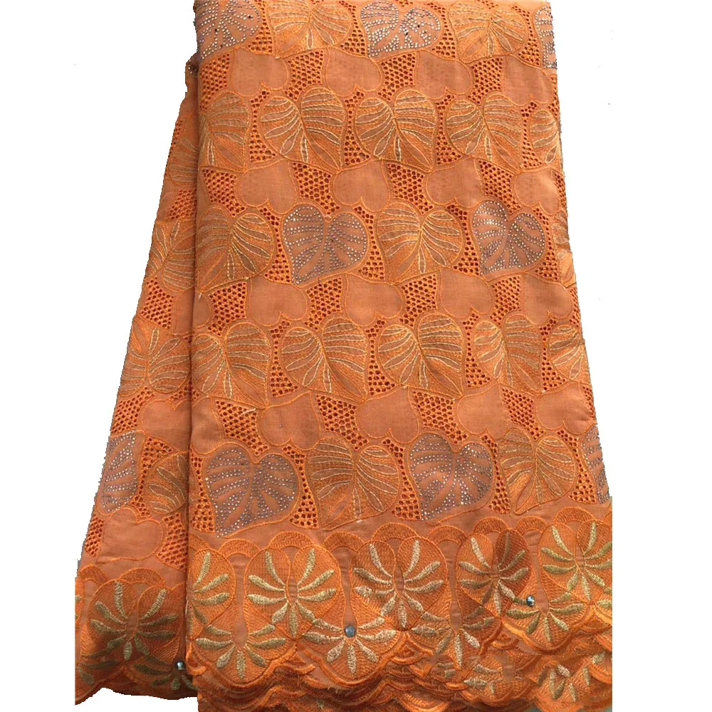 

Beautifical indian embroidery lace voile african lace orange fabric ML34R31, Customized
