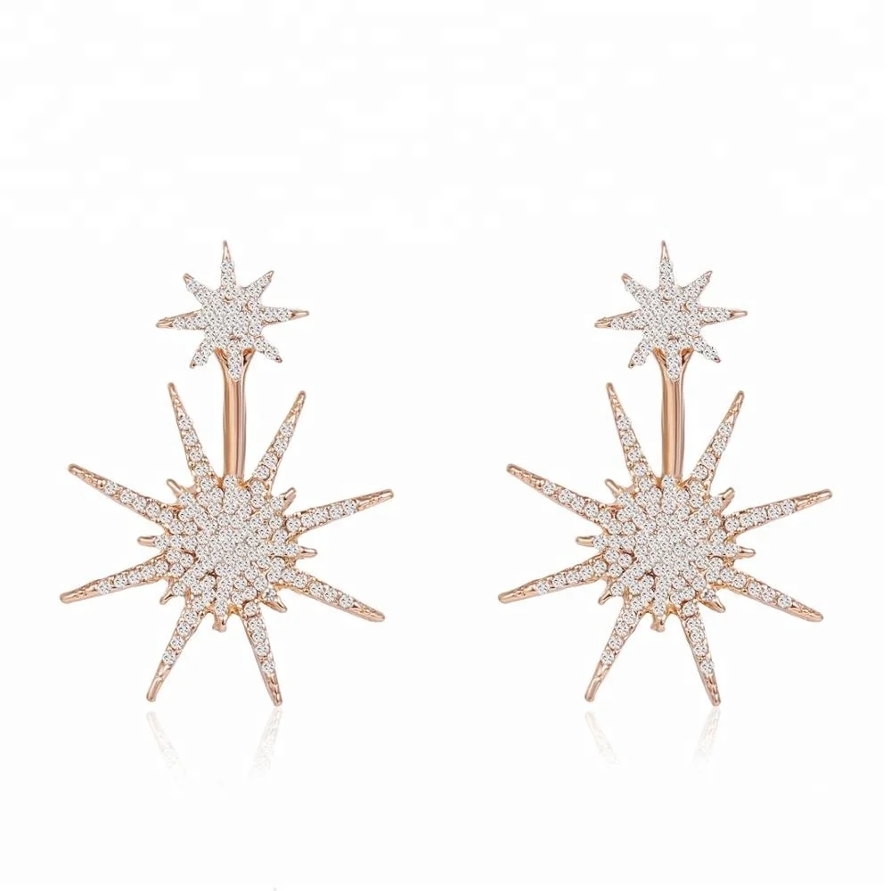 

2018 Rinhoo wholesale fashion Jewelry alloy crystal Star stud earrings for women, Rose gold