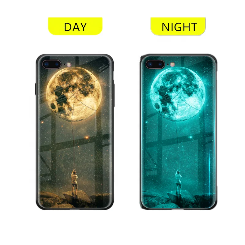 

Hot sale Luminous tempered glass cell phone case cover for iPhone 12pro Max case for iPhone SE 2 8 8plus for iPhone x/xr/xs max