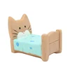 Roogo resin hot sale handmade kindergarten series desk decor mini brown cat bed furnishing articles for sale