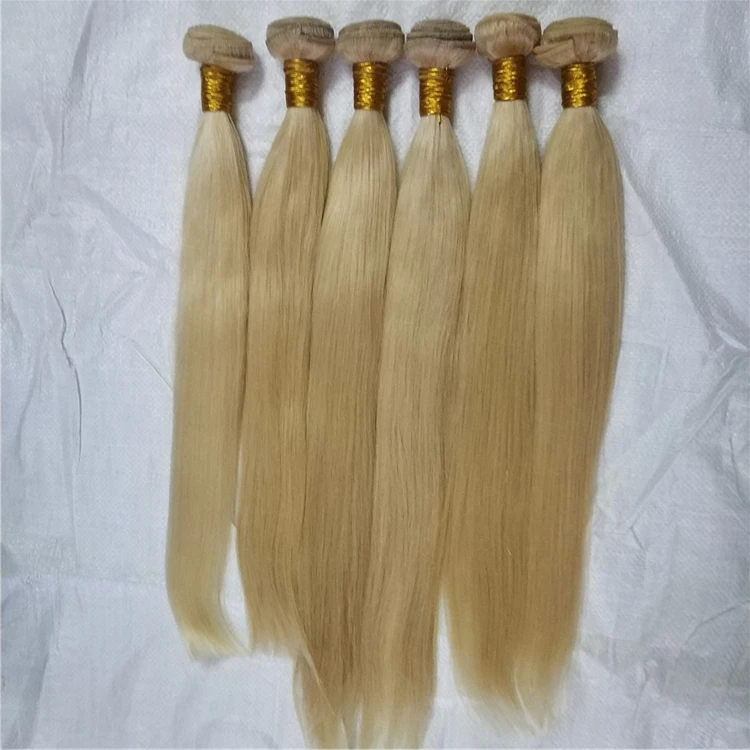 

Free shipping 10pcs human hair wholesale Remy Hair Grade 10A and Silky Straight Wave Style #613 light Blonde Hair extension