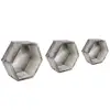 Set of 3 Rustic Torched Brown Wood Hexagon Wall Mounted Storage Shelf