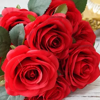 Cheap Artificial Silk Long Stem Red Roses - Buy Single Stem Silk Roses ...