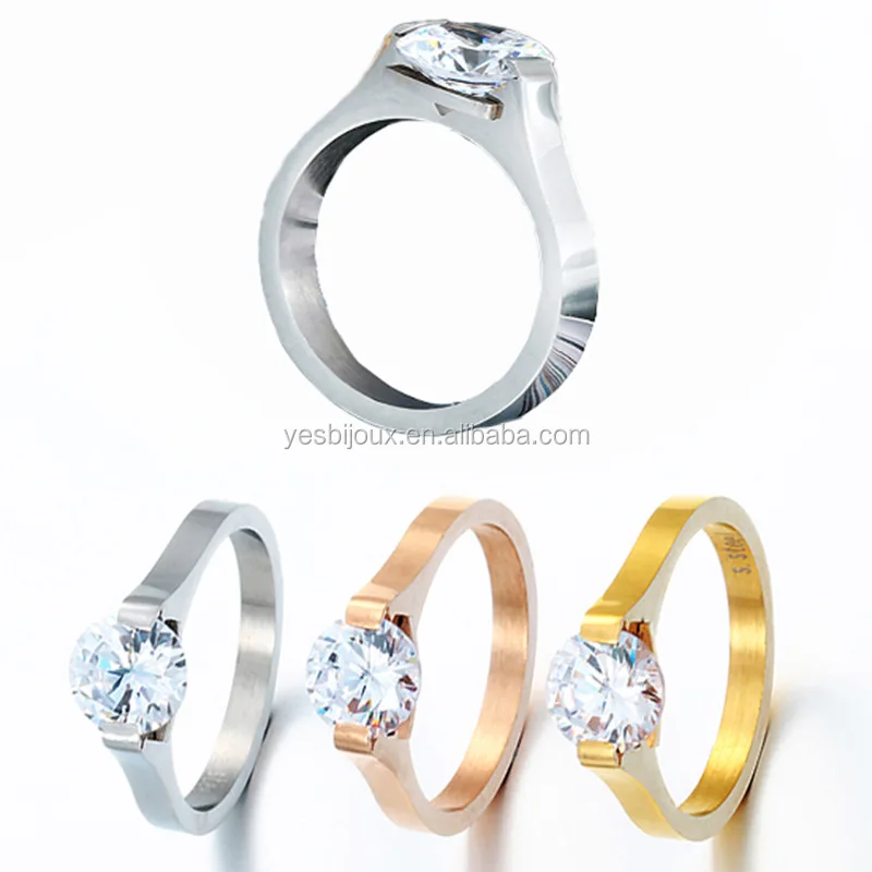 

gem stone ring cz cubic zirconia stainless ring bijouteria