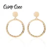 Cring Coco 2019 Fashion Big Drop Earring Gold Color Women Hoop Round Dangle Wedding Party Jewelry Earrings for Woman Girls Hot