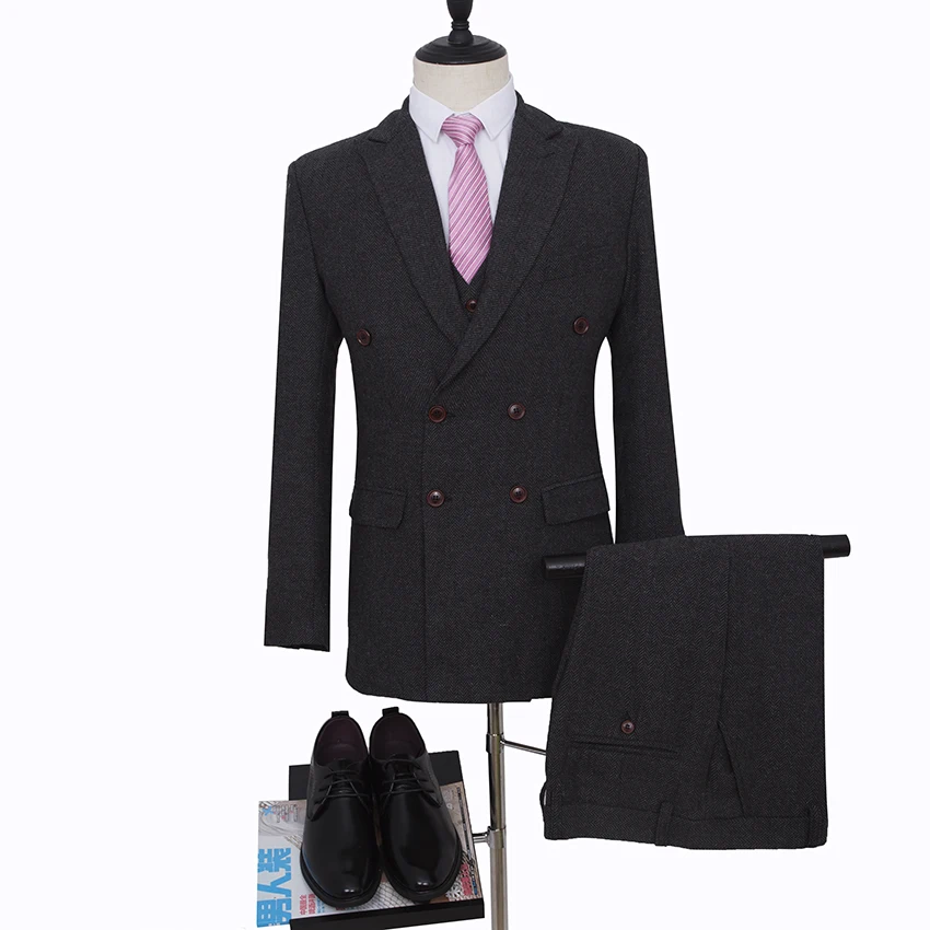 Herren Anzug Slim Fit 3-teilig - Business Anzug Mit Weste & Krawatte