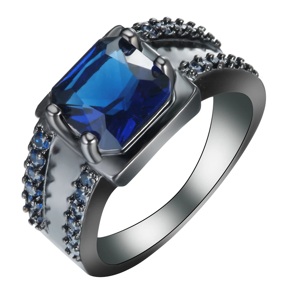 

wholesale Retro Turkish style design square AAA zircon ring plating black gold 6-10# stock women fashion jewelry wedding ring, N/a