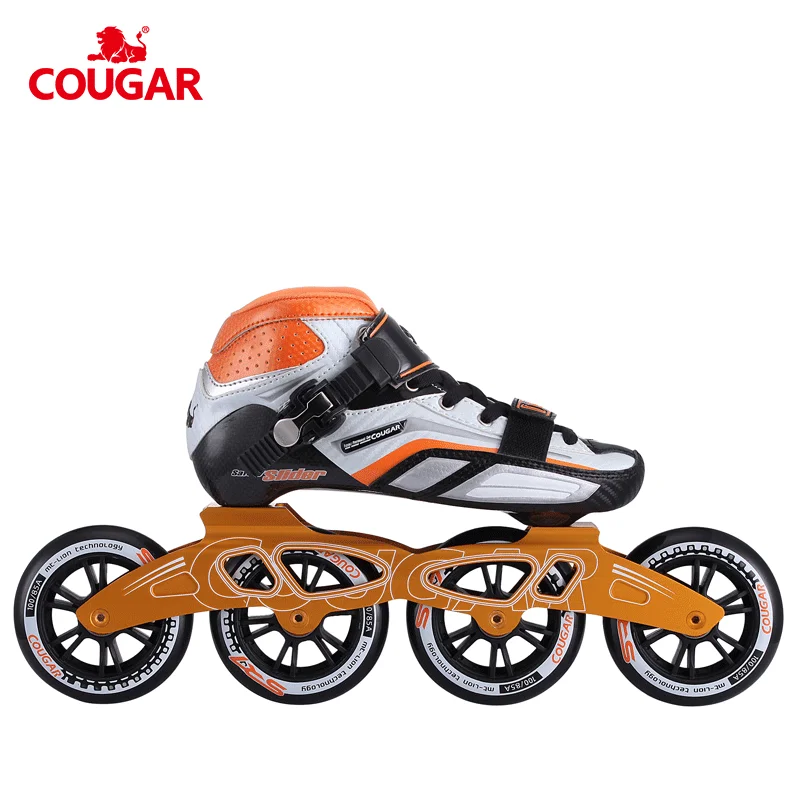 

Cougar professional carbon fiber speed shoes skate roller skate shoes price, Black/yellow, orange