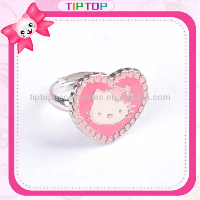 Enamel Heart Shape Hello Kitty Ring Buy Hello Kitty Ring Metal Ring Flat Face Rings Kids Jewelry Product On Alibaba Com