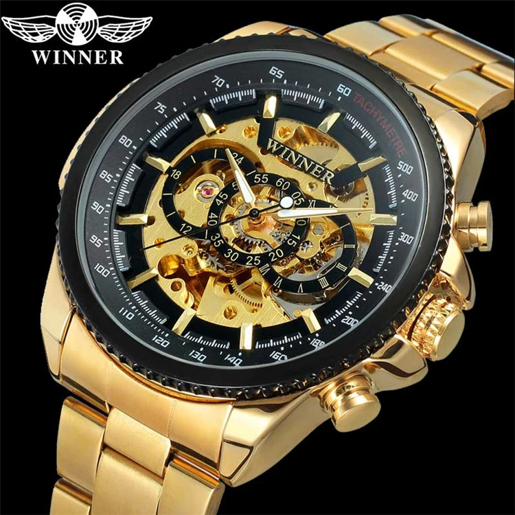 

New Hot Winner 258 Mens Watches Military Sport Male Top Brand Luxury Skeleton Clocks Automatic Mechanical Steel Watch