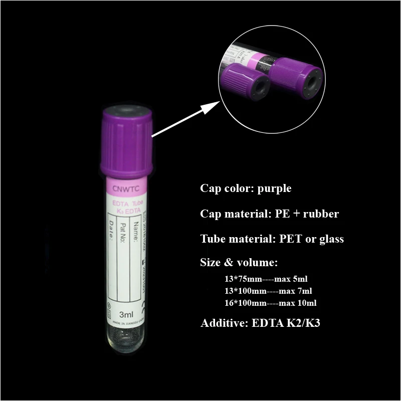 13*75mm 5ml Purple Top Vacuum Blood Collection Edta Tube K3 Buy
