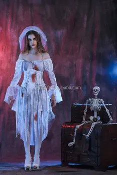 Halloween Ghost Wedding Dress With Bridal Veil Funny Mischief