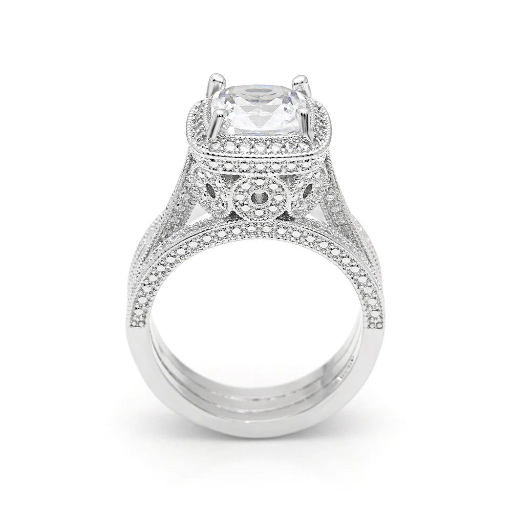

Hainon Factory luxurious engagement rings fine jewelry classical white zircon elegant wedding ring for women