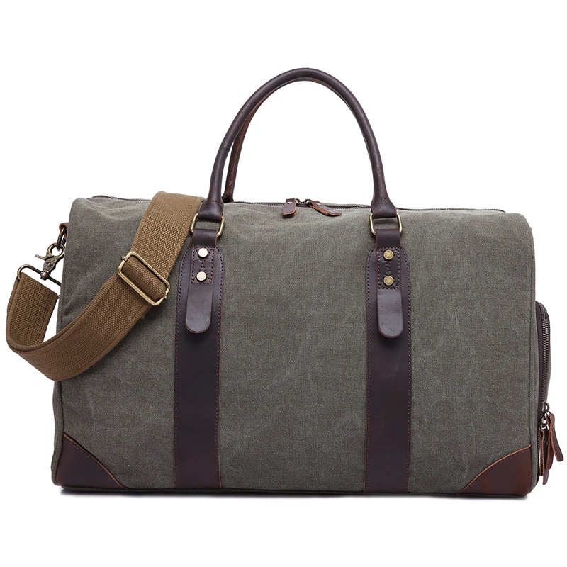 

Vintage heavy duty canvas leather travel weekender duffle bag overnight bag, Customized