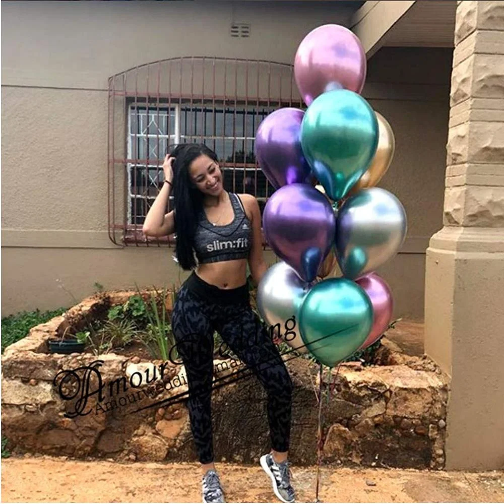 
Wholesale 12 Inch Birthday Wedding Metalicos Metalizados Globos Decorations Shiny Chrome Metallic Latex Party Balloons 