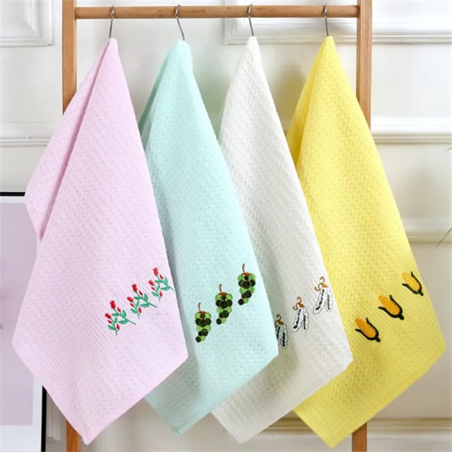 Embroidery Waffle Kitchen Towel Dish Cloth Towel Tea Towel Set Of 3 ...