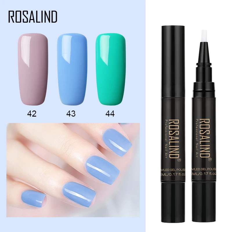 

Rosalind OEM custom UV LED soak off hybrid nail art pen acrylic gel varnish brush gel nail polish pen with 58 colors