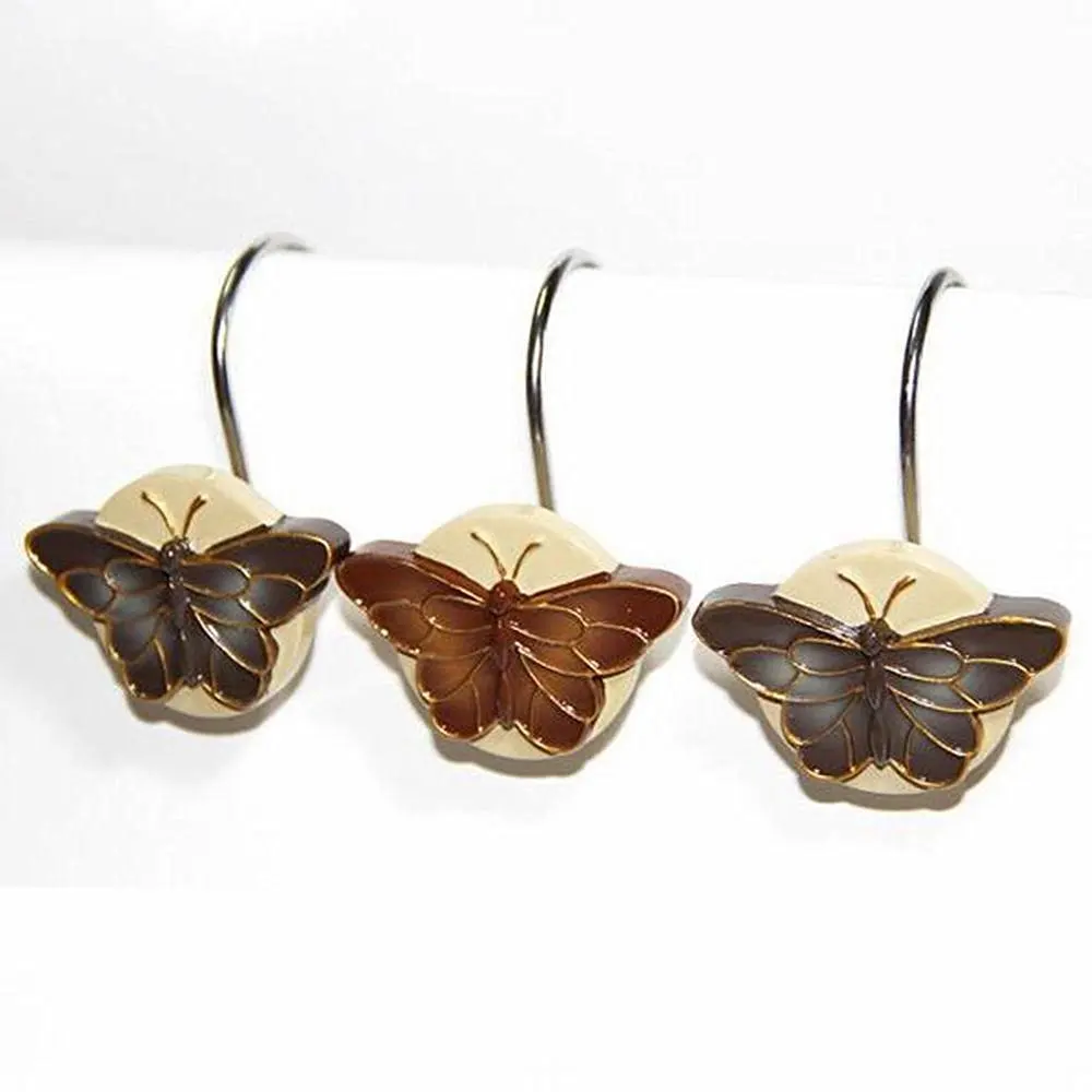 Agptek 12 Pcs Decorative Home Shower Curtain Hooks Butterfly