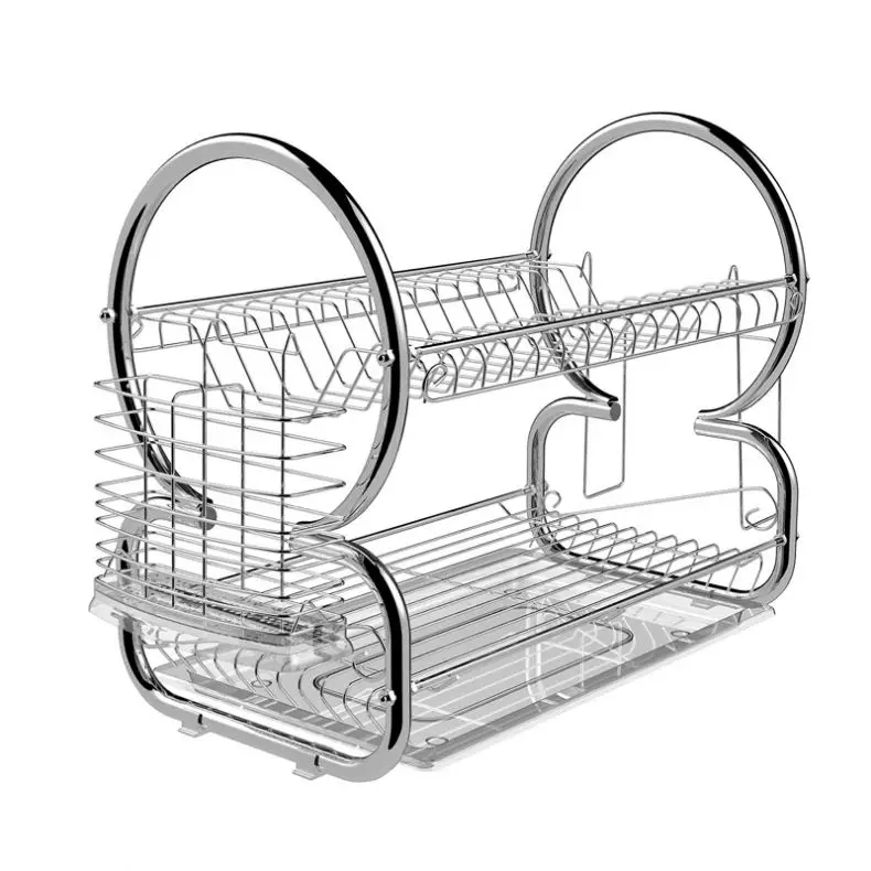 
2 Tier Steel Kitchen Chrome Wire Storage Dish Rack 