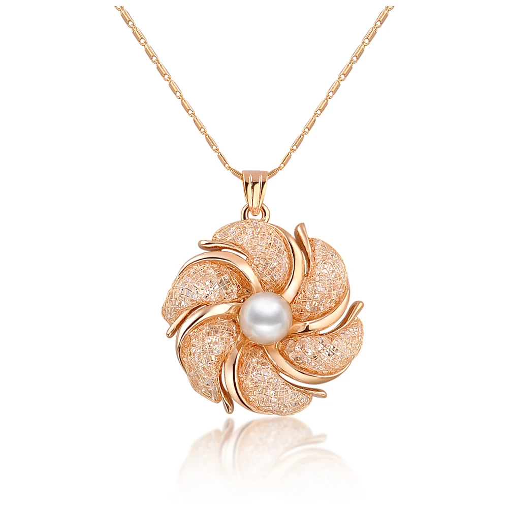 

2018 Dubai Latest Gold Wire Mesh Crystal Alloy Flower Necklace for Party