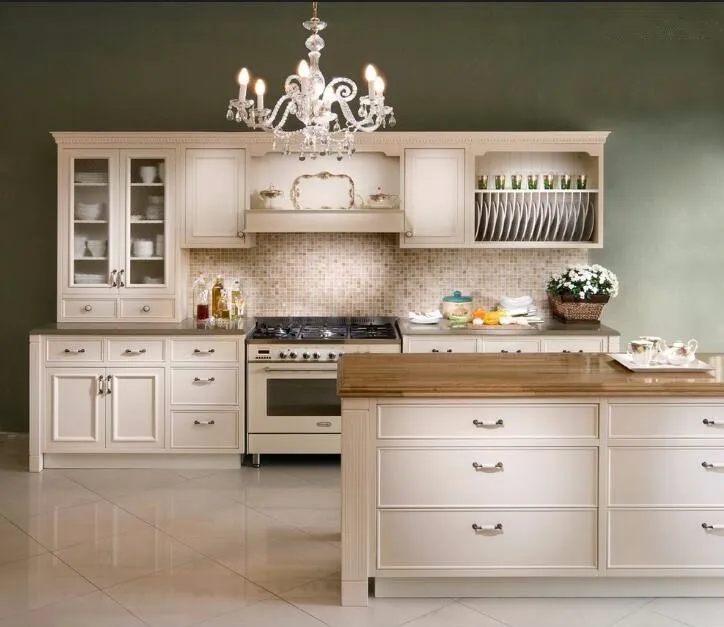 Luxury shaker style modular kitchen designs hanging cabinets Building Material for Projects