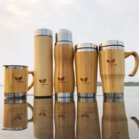 

Bamboo Smart Skinny Vacuum Insulated Sealed Double Wall Stainless Steel Travel Tea Mug Water Bottle Mug Tumbler Cups Wholesale