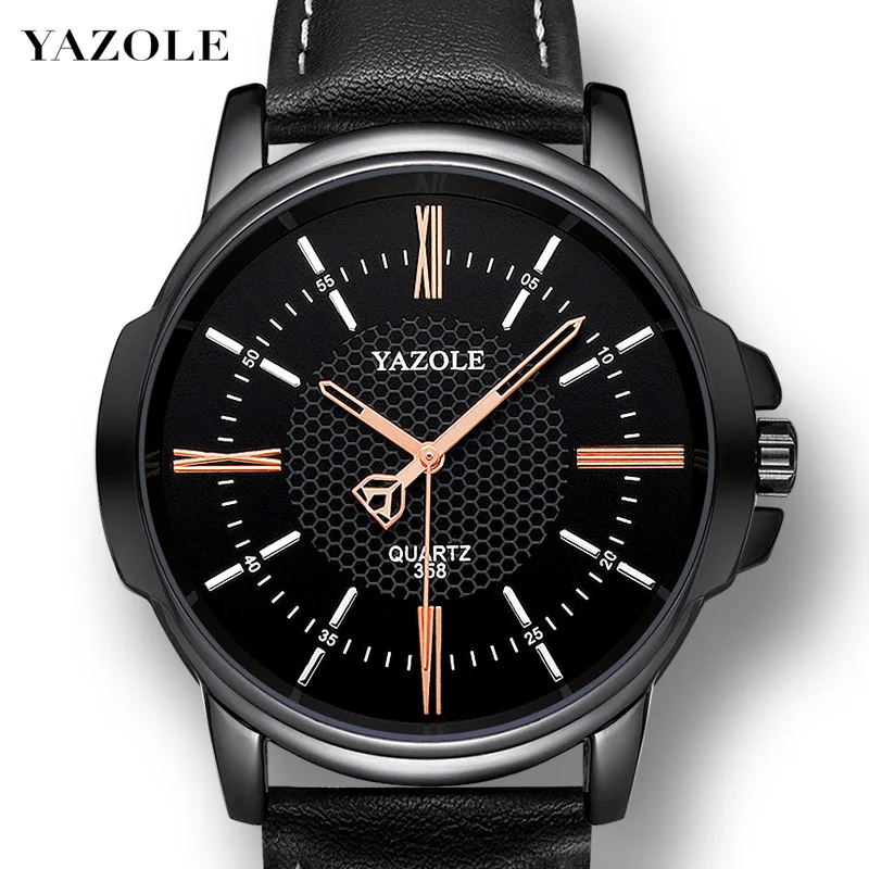 YAZOLE D 358 New Design Water Resistant Men Watches Relojes Hombre Business Quartz Leather Steel Wrist Watch Reloj Wristwatch