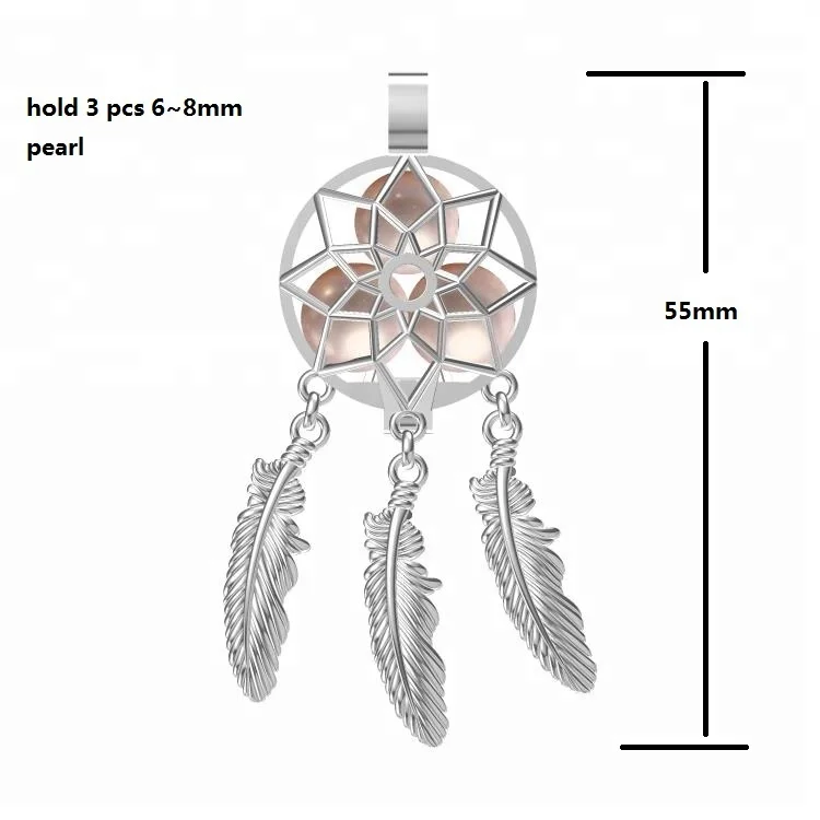 

DIY pearl cage dream catcher pendant openable silver oyster jewelry pendant for pearl