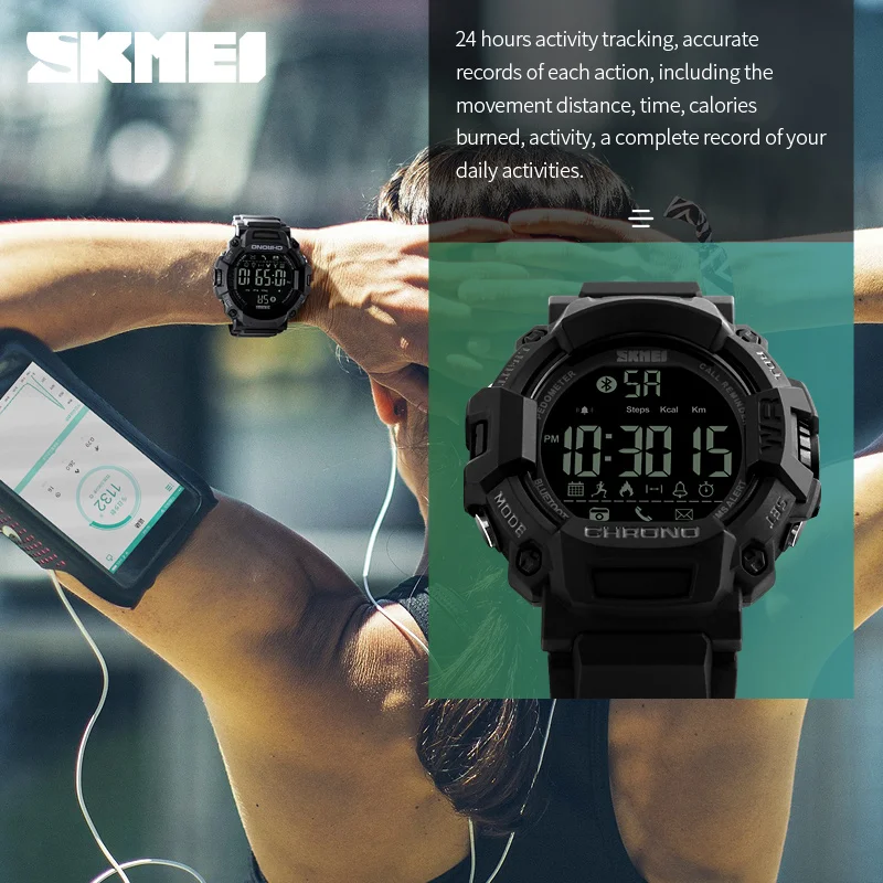 SKMEI Hot Selling Alibaba Com Calorie Counting Black Smart Watches For Men