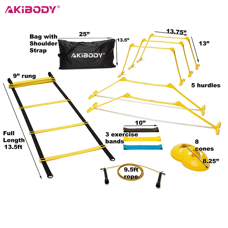

Amazon hot sale safety folding training sports football speed agility ladder, Red yellow black