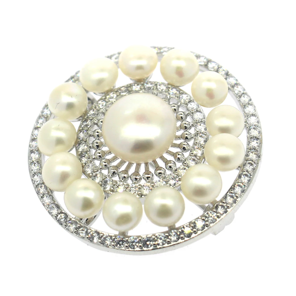 

Fashion women simple pearl jewelry pearl brooch copper empty support DIY surprise jewelry