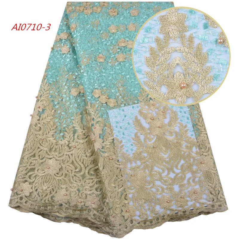 

Free Shipping Green Lace Fabric African Lace Fabrics 5 Yards Beaded Lace Fabric 1286, Cupion