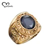 Prong setting jewelry type 18k gold plated high school class ring with black onyx