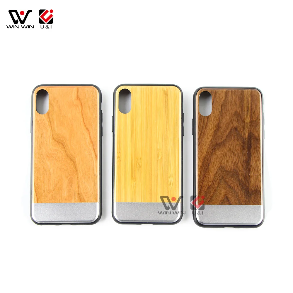 

Custom Real Blank Wood+Metal TPU Mobile Phone Case Cover For iPhone X XR XS Max, Customized