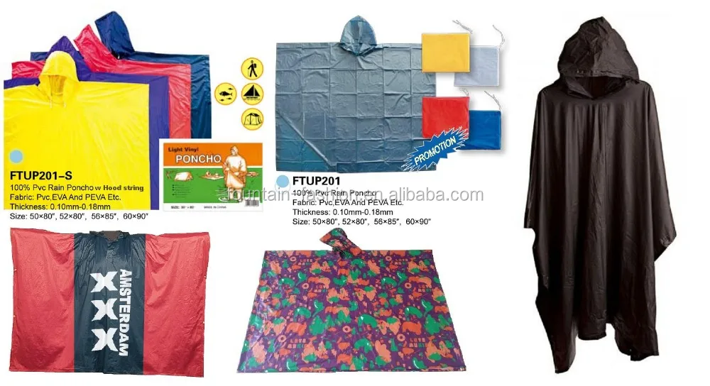 
100% Pvc Rain Poncho 