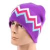 Women Purple Stripe Jacquard Design Winter Beanie Hats