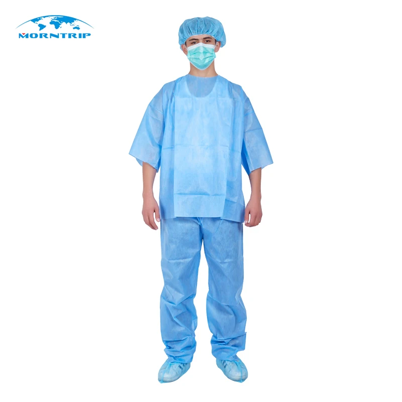 Good Quality Medical Surgical Hospital Disposable Blue Scrub Suits